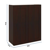 J&K Java Coffee S1 Double Door Wall Cabinet - 30" W x 36" H