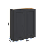 Modernform Cabinet Onyx Black Shaker 30" W X 36" H X 12" D Double Door Wall Cabinet