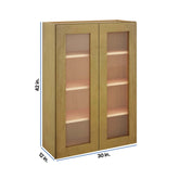 Modernform Cabinet Natural Shaker 30" W X 42" H X 12" D Double Glass Door Wall Cabinet