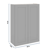 J&K Castle Grey S5 Double Door Wall Cabinet - 30" W x 42" H