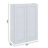 J&K White Shaker S8 Double Door Wall Cabinet - 30" W x 42" H