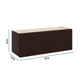 J&K Java Coffee S1 Double Door Wall Cabinet - 33" W x 12" H