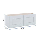J&K White Shaker S8 Double Door Wall Cabinet - 33" W x 12" H