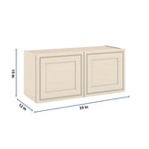 J&K Pearl Glazed H9 Double Door Wall Cabinet - 33" W x 15" H