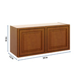 J&K Mocha Glazed K10 Double Door Wall Cabinet - 33" W x 15" H
