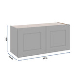 J&K Castle Grey S5 Double Door Wall Cabinet - 33" W x 15" H