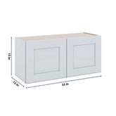 J&K White Shaker S8 Double Door Wall Cabinet - 33" W x 15" H