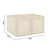 J&K Pearl Glazed H9 Refrigerator Wall Cabinet - 33" W x 18" H x 27" D