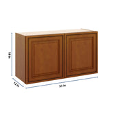 J&K Mocha Glazed K10 Double Door Wall Cabinet - 33" W x 18" H