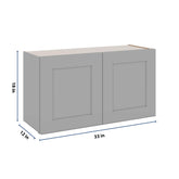 J&K Castle Grey S5 Double Door Wall Cabinet - 33" W x 18" H