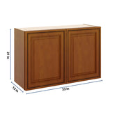 J&K Mocha Glazed K10 Double Door Wall Cabinet - 33" W x 21" H