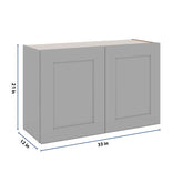 J&K Castle Grey S5 Double Door Wall Cabinet - 33" W x 21" H