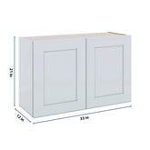 J&K White Shaker S8 Double Door Wall Cabinet - 33" W x 21" H