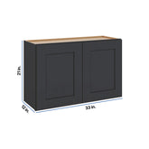 Modernform Cabinet Onyx Black Shaker 33" W X 21" H X 12" D Double Door Wall Cabinet