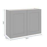 J&K Castle Grey S5 Double Door Wall Cabinet - 33" W x 24" H