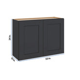 Modernform Cabinet Onyx Black Shaker 33" W X 24" H X 12" D Double Door Wall Cabinet