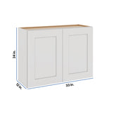 Modernform Cabinet White Shaker 33" W X 24" H X 12" D Double Door Wall Cabinet