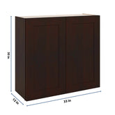 J&K Java Coffee S1 Double Door Wall Cabinet - 33" W x 30" H
