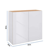 Modernform Cabinet Gloss White 33" W X 30" H X 12" D Double Door Wall Cabinet