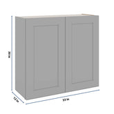 J&K Castle Grey S5 Double Door Wall Cabinet - 33" W x 30" H
