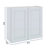 J&K White Shaker S8 Double Door Wall Cabinet - 33" W x 30" H