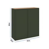 Modernform Cabinet Slim Sage Green 33" W X 36" H X 12" D Double Door Wall Cabinet