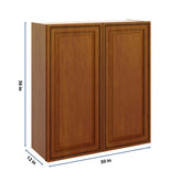 J&K Mocha Glazed K10 Double Door Wall Cabinet - 33" W x 36" H