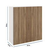 Modernform Cabinet Walnut 33" W X 36" H X 12" D Double Door Wall Cabinet