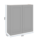 J&K Castle Grey S5 Double Door Wall Cabinet - 33" W x 36" H