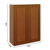 J&K Mocha Glazed K10 Double Door Wall Cabinet - 33" W x 42" H