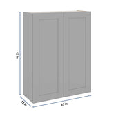 J&K Castle Grey S5 Double Door Wall Cabinet - 33" W x 42" H
