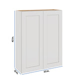 Modernform Cabinet White Shaker 33" W X 42" H X 12" D Double Door Wall Cabinet