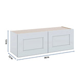 J&K White Shaker S8 Double Door Wall Cabinet - 36" W x 12" H