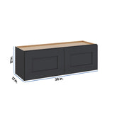 Modernform Cabinet Onyx Black Shaker 36" W X 12" H X 12" D Double Door Wall Cabinet