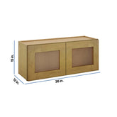 Modernform Cabinet Natural Shaker 36" W X 15" H X 12" D Double Glass Door Wall Cabinet