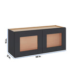 Modernform Cabinet Onyx Black Shaker 36" W X 15" H X 12" D Double Glass Door Wall Cabinet