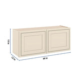 J&K Pearl Glazed H9 Double Door Wall Cabinet - 36" W x 15" H