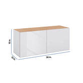 Modernform Cabinet Gloss White 36" W X 15" H X 12" D Double Door Wall Cabinet