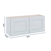 J&K White Shaker S8 Double Door Wall Cabinet - 36" W x 15" H