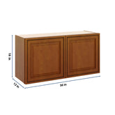 J&K Mocha Glazed K10 Double Door Wall Cabinet - 36" W x 18" H