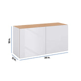 Modernform Cabinet Gloss White 36" W X 18" H X 12" D Double Door Wall Cabinet