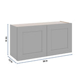 J&K Castle Grey S5 Double Door Wall Cabinet - 36" W x 18" H