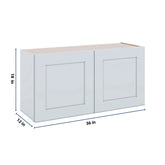 J&K White Shaker S8 Double Door Wall Cabinet - 36" W x 18" H