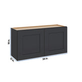 Modernform Cabinet Onyx Black Shaker 36" W X 18" H X 12" D Double Door Wall Cabinet