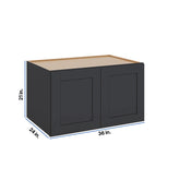 Modernform Cabinet Onyx Black Shaker 36" W X 21" H X 24" D Double Door Wall Cabinet