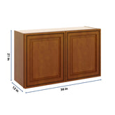J&K Mocha Glazed K10 Double Door Wall Cabinet - 36" W x 21" H