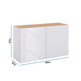 Modernform Cabinet Gloss White 36" W X 21" H X 12" D Double Door Wall Cabinet