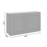 J&K Castle Grey S5 Double Door Wall Cabinet - 36" W x 21" H
