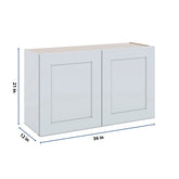 J&K White Shaker S8 Double Door Wall Cabinet - 36" W x 21" H
