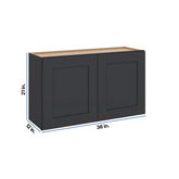 Modernform Cabinet Onyx Black Shaker 36" W X 21" H X 12" D Double Door Wall Cabinet